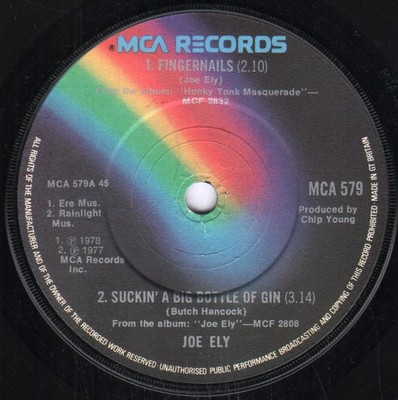 Joe Ely Fingernails 7'' vinyl UK MCA 1979 in plain sleeve MCA579