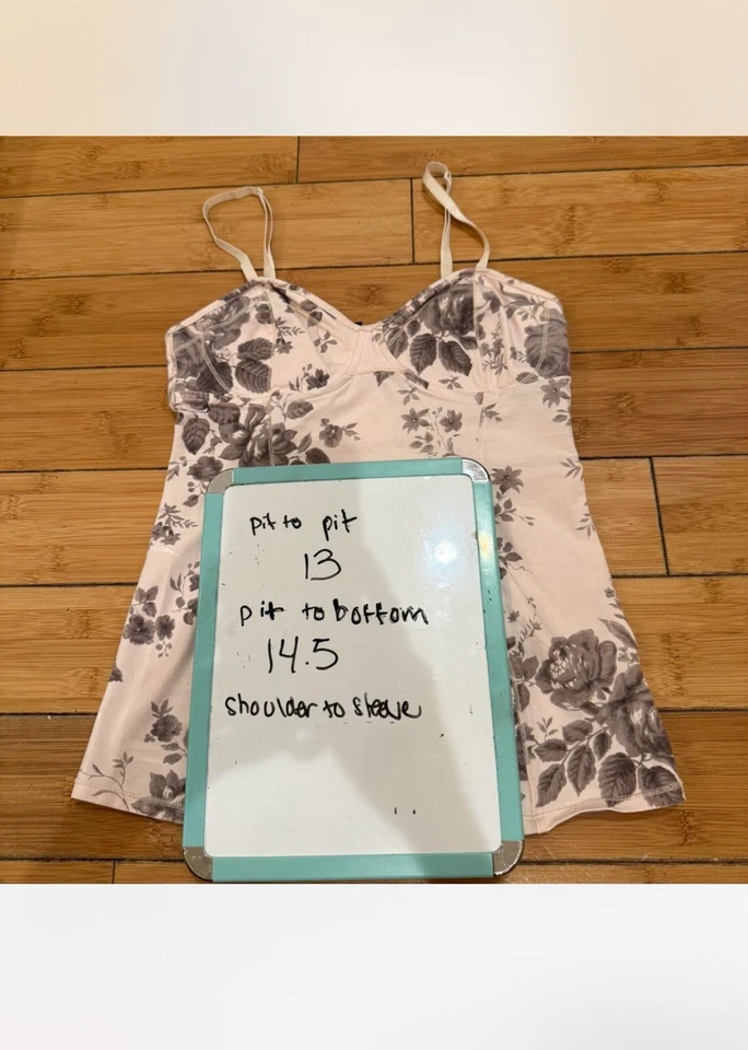 Talula Sz S Floral pink and black corset style tank top Foto 2 de 4