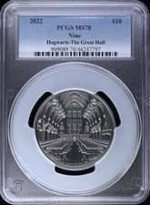 2022 $10 Niue 3 oz Silver Hogwarts Great Hall PCGS MS 70 | Harry Potter 95.02 per troy oz