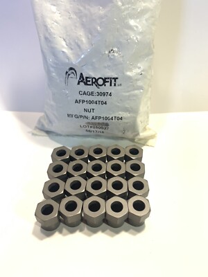 Qty-20 AEROFIT AFP1004T04 1/4  Compression Tube Hose Fitting Nut 7/16-20 Thread