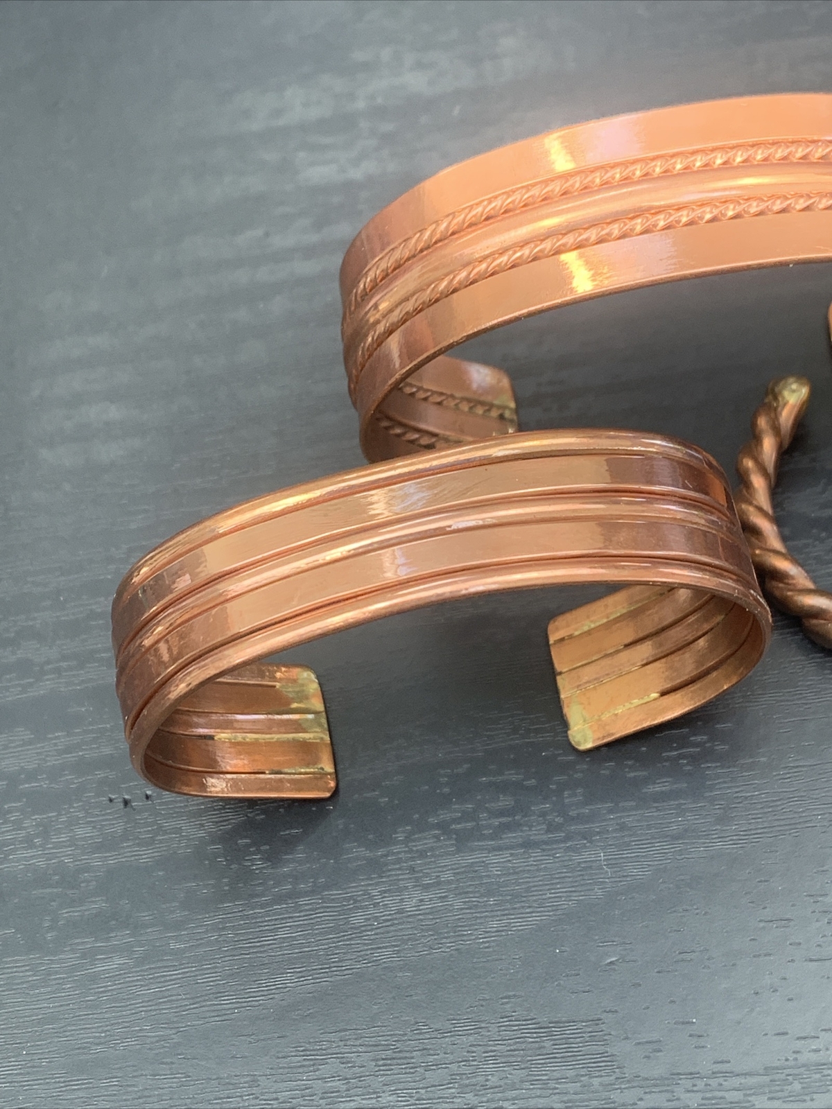 Vintage quality solid copper open back cuff brace… - image 5