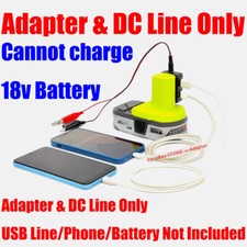 1x Adapter Replace for Ryobi 18V Battery DIY Output USB FAST Charger w/DC Line