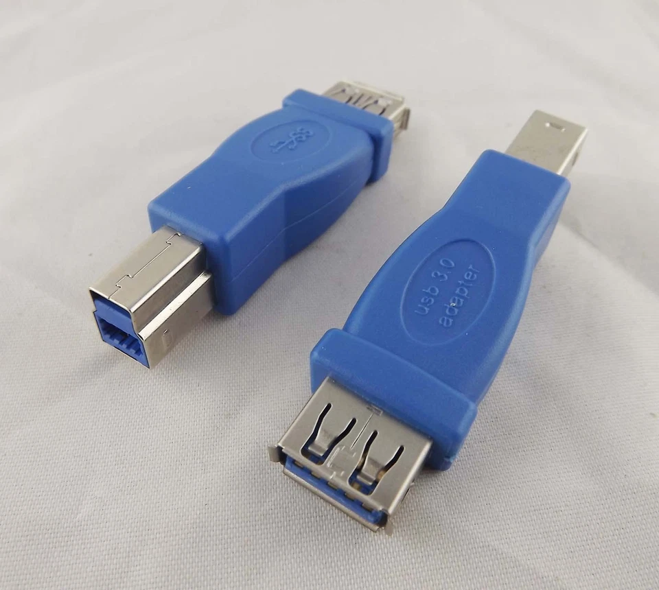 1x USB 3.0 A Female To B Male F/M Printer Data Converter Adapter Connector Blue - Image 3 of 4