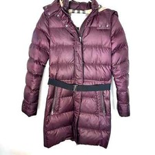 Burberry gorgeous warm down puffer coat. Plum color. size 14y or 164 cm.