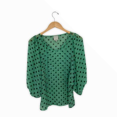 green polka dot blouse