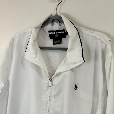 Vintage Polo Sport Ralph Lauren Jacket Size L Mens Coat White Blue