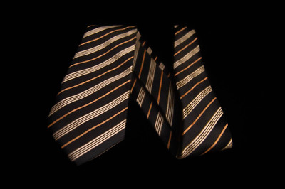 Alexander Julian Colours - Men's Black & Gold Striped Neck Tie 3.5''W x 57''L