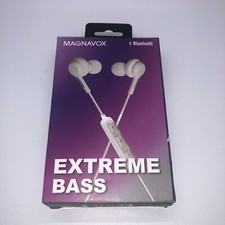 Magnavox Bluetooth Earbuds Extreme Bass with built in microphone White