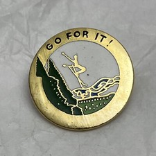Go For It Ski Bunny Ski Resort Skiing Winter Sports Enamel Lapel Hat Pin
