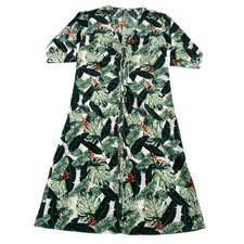 Rachel Zoe Duster Hawaiian Palm Print Kimono Tassel Tie Open Front Swim Cover Up