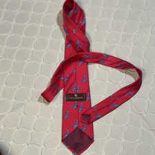 Guy Laroche Tie Mens Red Blue Birds All Silk Made In USA Necktie Classic Pattern