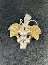 VINTAGE GRAPES MEXICO STERLING SILVER 925 PENDANT BROOCH PIN RETRO