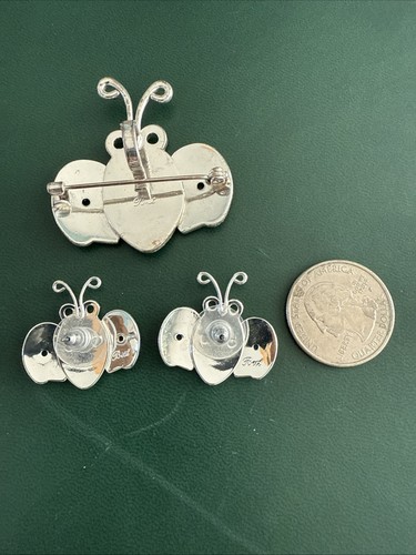 Silver Brooch/Pin Bumblebee With 2 Pierced Earrings - Picture 6 of 6