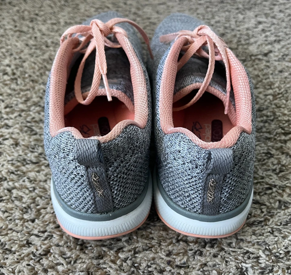 Skechers Sneakers Womens 10 Gray Pink Flex Appeal 3.0 High Tides Knit - Image 4 of 4