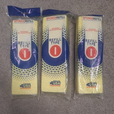 3 Sponge Mop Refill Type I Absorbent Cellulose Sponge 9.25'' x 3'' NOS Butterfly