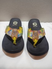 Yellow Box Womens Floral Wedge Flip Flop Sandals Multicolor platform