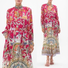 Camilla Taste Of Twilight Shirt Dress Size L AU 14 / US 10 Silk Print Long Midi