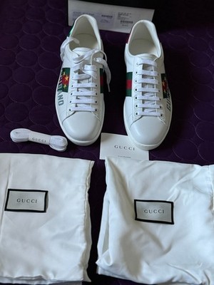 GUCCI  GucciBand Logo WHITE LEATHER MEN SNEAKERS  G-7, US-8  NIB
