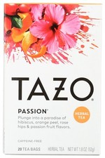 Tazo Passion Herbal Infusion Tea, Caffeine Free, 20-Count Tea Bags Pack of...