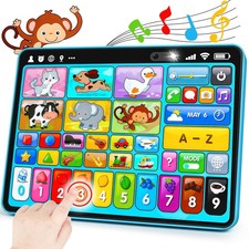 Peacurh Trilingual Learning Toy Tablet with Music  Sound, Small, Blue