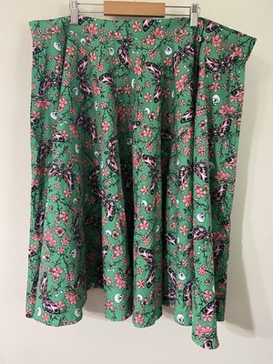 Hell Bunny Green Madilyn Swing Circle Skirt Skull Moth Butterfly UK 4XL US 20-22