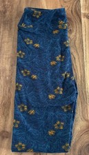 New LuLaRoe Kids Blue/Yellow Floral Leggings L/XL 8-14 Kids Large X Large