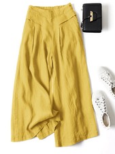 plus Size Women's Solid Color Elastic Waist Leggings Casual Loose Trousers Polye