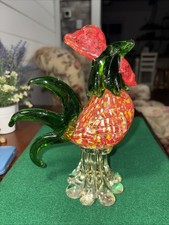 Vintage Murano Style Blown Art Glass Millefiori Rooster Figurine 8  