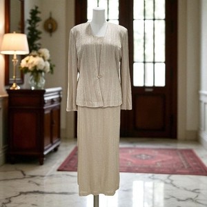 RM Richards Gold Glitter Formal Skirt Suit Set Mother Of Bride Evening Dress 2PC