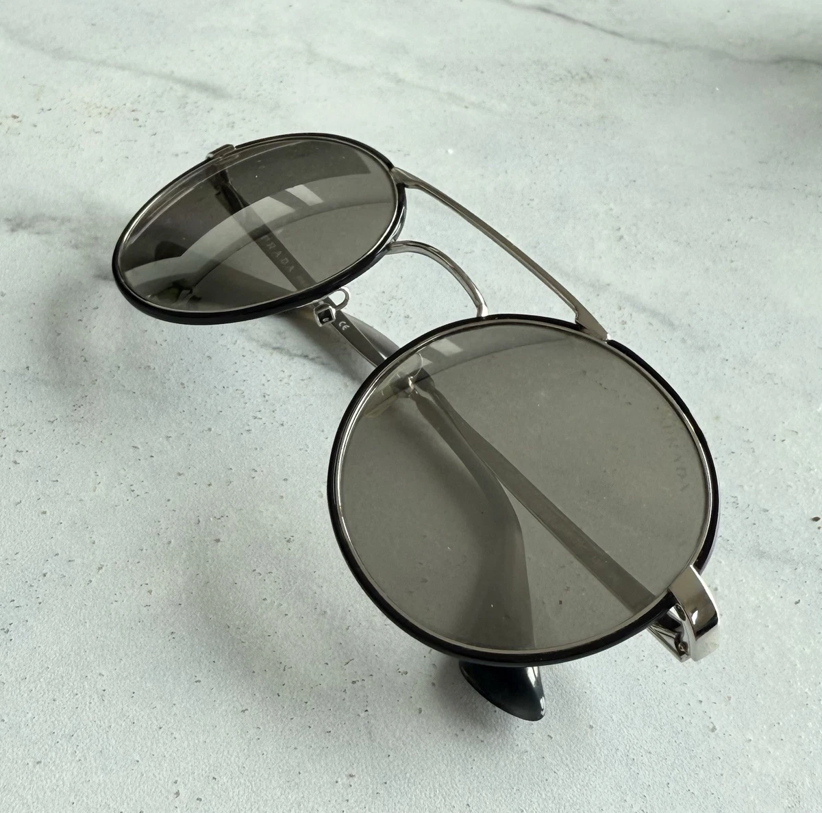 Prada Women\'s Silver Metal Round Sunglasses! Buy Prada Silver Sunglasses Online - Sunglasses.ie main image 4