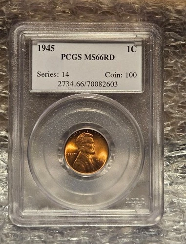 1945-P Lincoln Wheat Penny PCGS MS66RD GEM BRILLIANT UNCIRCULATED