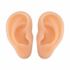 2PCS Realistic Silicone Ear Models Soft Left Right Fake Ears for Piercing...