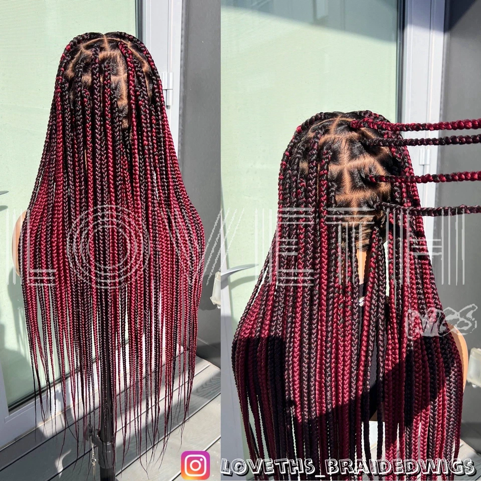 次日发货(2 天发货)Cornrow 全蕾丝编织假发,黑色无结编织 — 第 3/4 张图片