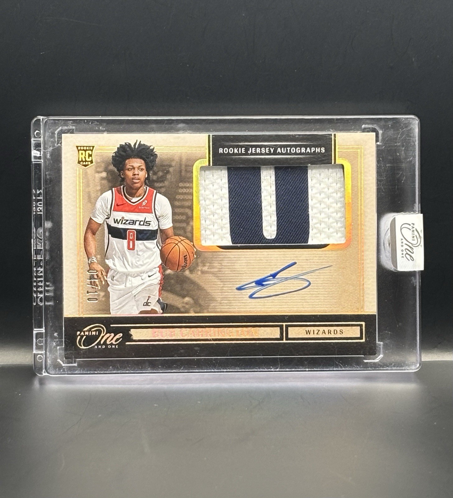 2024-25 Panini One And One Bub Carrington /10 Gold Rookie Patch Auto RPA RJA-BUB