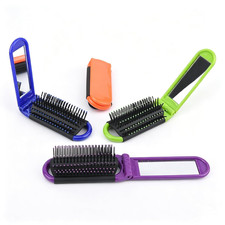 4 Pcs Folding Travel Hair Brush for Purse,Small Travel Brush with Mirror,Mini