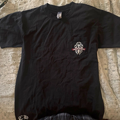 Chrome Hearts Black Graphic Pocket T-Shirt Men's M Crew Neck Cotton MPN 95024