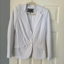 Ambiance Soft White Blazer Single Button Tailored Fit Office Casual Size M