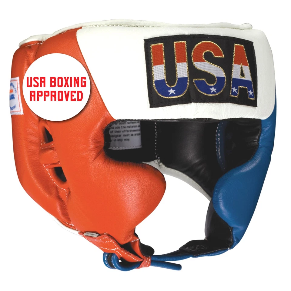 Ringside Competition Boxing Headgear Red White Blue Adjustable Protective Gear - Image 2 of 4