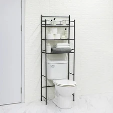 Mainstays 3-Shelf over the Toilet Steel Wall Mount Storage Shelf Unit, Black, Ho