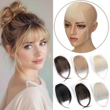 US Clip in Thin Thick Bangs 100 Real Remy Human Hair Extensions Air Neat Fringe