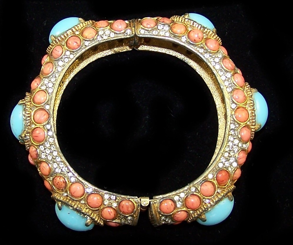 K.J.L. Kenneth J. Lane 1960s Turquoise & Coral Ca… - image 12
