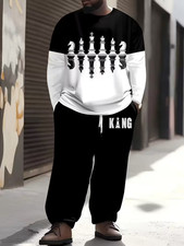 Men's Outfit 2 Piece Set Shirt  Pants Suit PLUS SIZE BIG 4XL