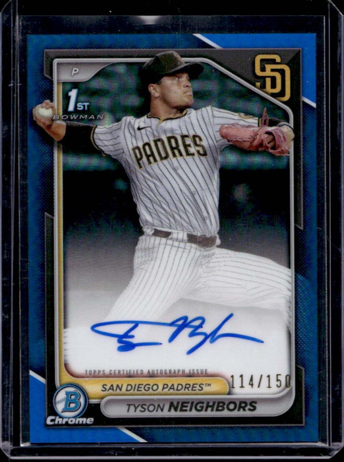 2024 Bowman Draft Tyson Neighbors Chrome Auto Blue Refractor 1st #114/150