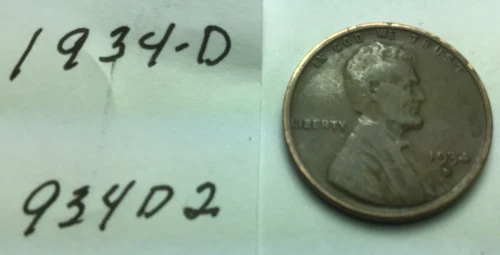 1934 - D ; Wheat penny ; Good condition #934D2