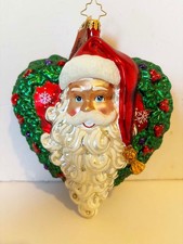 Christopher Radko Ornament Santa On A Hard Wreath