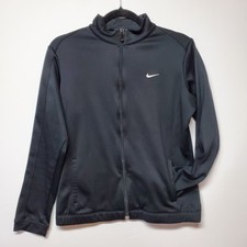 Vintage Nike Swoosh Therma- Fit Track Unisex Jacket Womens M Black w/4 Pockets