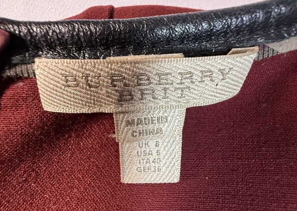 Burberry Brit WOMEN Cranberry Wool Dress Lambskin Trim US Sz 6, EUC - Image 2 of 4