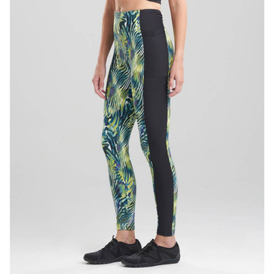 Josie Natori Womens Solstice Track Leggings XS Black Green Print High Rise NWT
