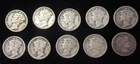 1900 Barber 1919 & 1939 Mercury  The rest are 1940's Dimes 90 % Silver Lot 216