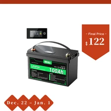 HQST 12V 100Ah Lithium Iron Phosphate LiFePO4 Battery with LED Display